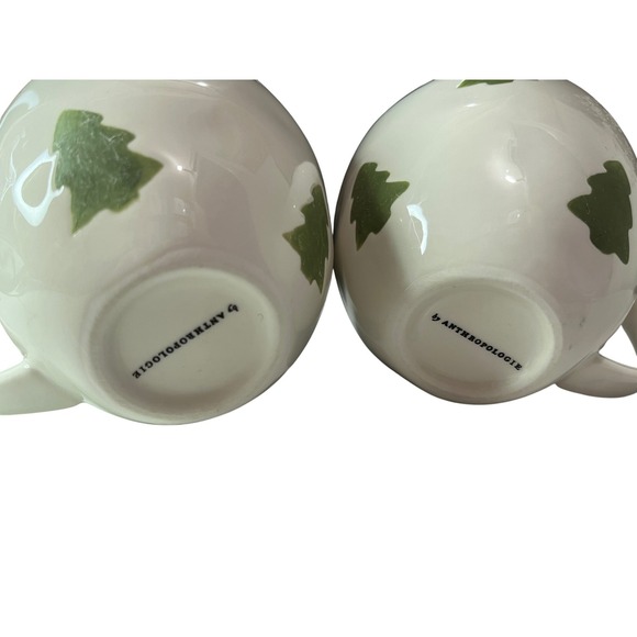 Anthropologie Set of 2 White Christmas Tree Mugs - Picture 2 of 4